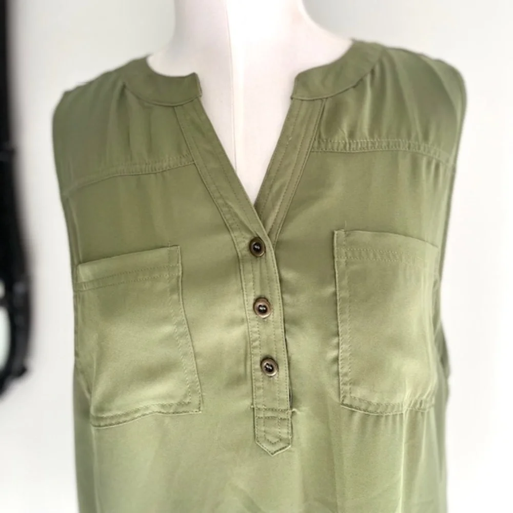Adrienne Vittadini Olive Green Sleeves Shirt Dress - Picture 5 of 5